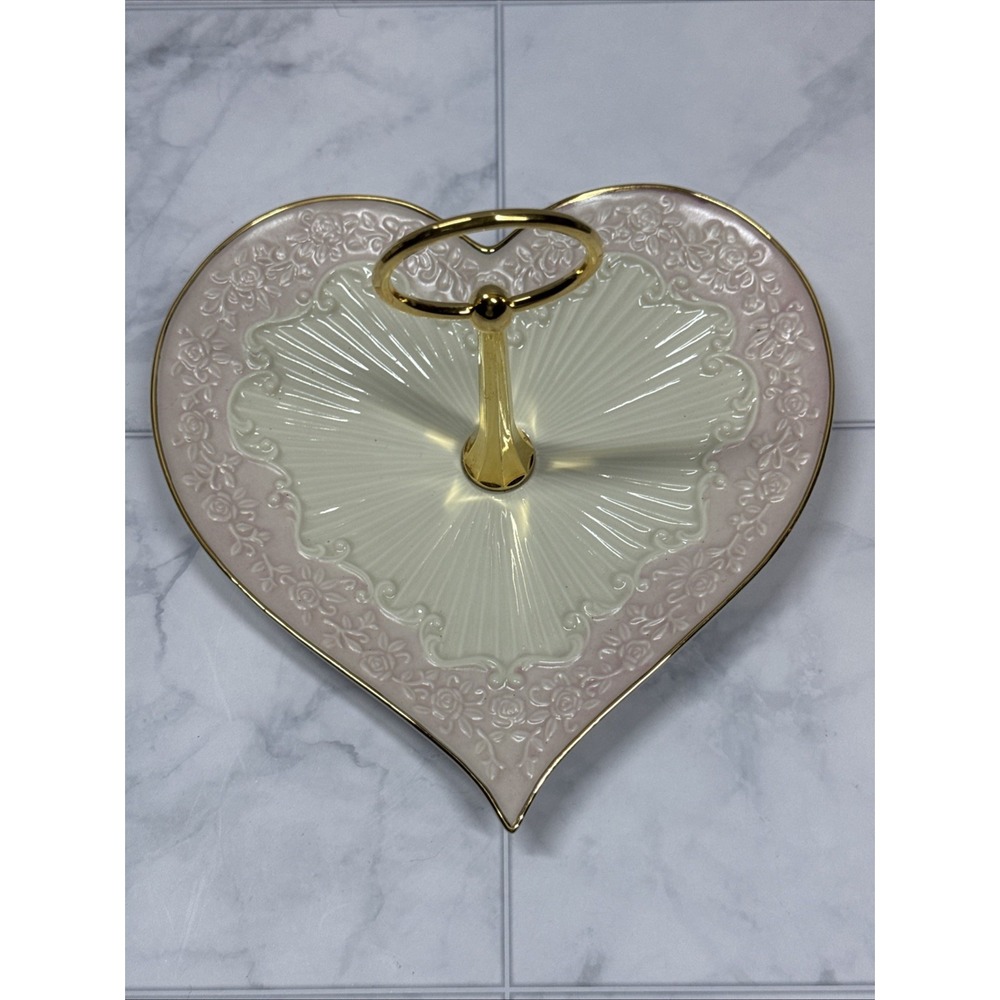 Lenox Wedding Promises Heart-Shaped Dish, Ivory/Pink Gold Trim, RARE, MINT COND.